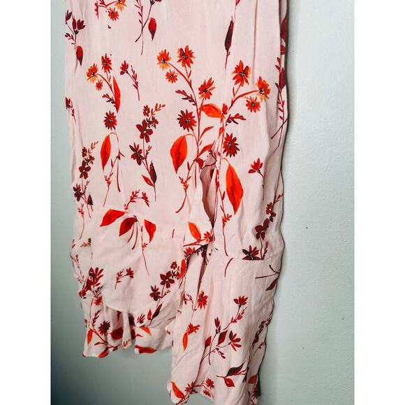 THAKOON COLLECTIVE Pink Leaf Tank Ruffled Tiers Slip Style Mini Dress Size 4 - Picture 6 of 11